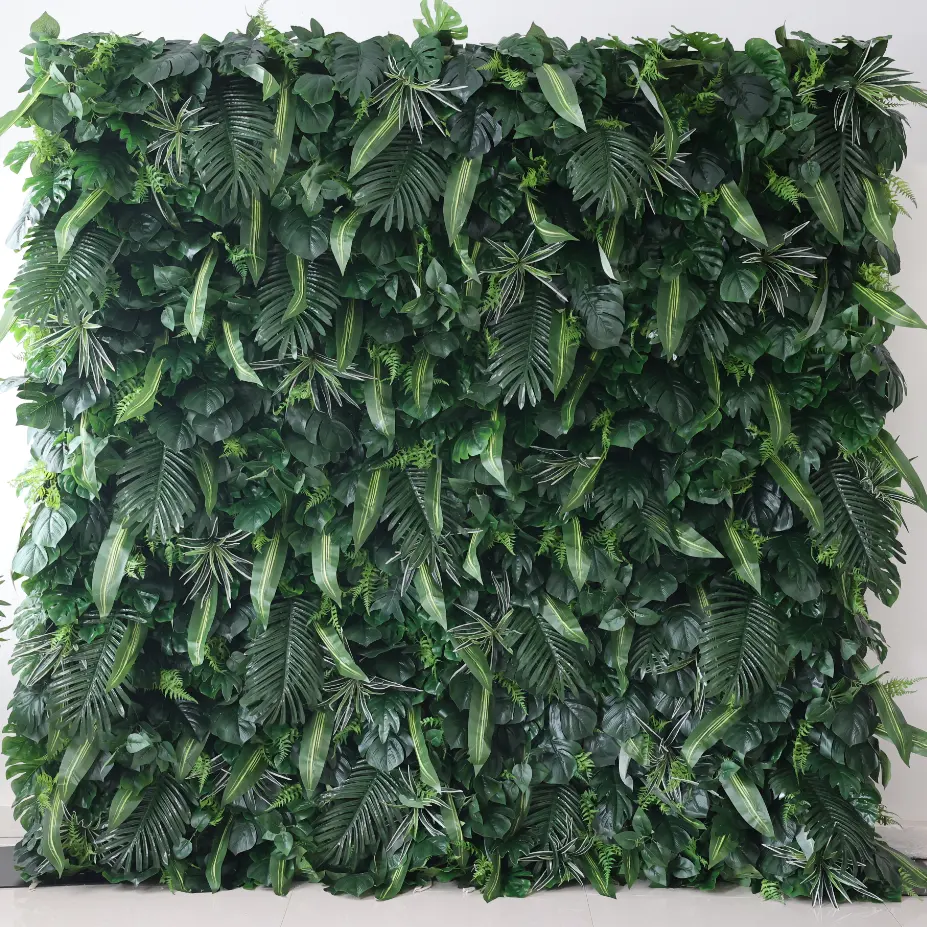 E8 Outdoor Bruiloft Salon Achtergrond Decor Groene Kunstmatige Plant Bladeren Muurgordijn 3d Roll Up Doek Bloem Muur Achtergrond Paneel