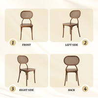 Chaise en résine plastique PP à prix abordable, dossier en rotin, couleur bois, pour événements de mariage et banquets