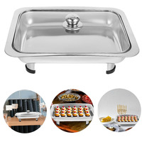 Chauffe-Plat Rectangulaire en Acier Inoxydable pour Buffet, Réchaud Alcoolisé, Polissage Miroir, Capacité 4L, 12 Heures, Idéal Hôtels