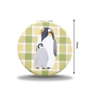 Wholesale Promotional Gift Custom Cute Logo Round Shape PU Leather Sublimation Makeup <b>Mirror</b> - Product Image 2