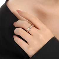 Anneaux doubles Zhongzhe, niche simple, mode féminine, cristal zircon, anneaux tendance en acier inoxydable, anneaux plaqués or 18 carats pour femmes et filles