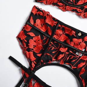 Bonne qualité beauté 3 pièces <span class=keywords><strong>porte</strong></span>-<span class=keywords><strong>jarretelles</strong></span> broderie cravate dentelle évider <span class=keywords><strong>femmes</strong></span> Sexy noël Lingerie Cosplay - Product Image 5