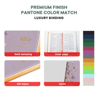 Bible personnalisée de luxe en cuir PU souple avec impression couleur intégrale, vente en gros OEM, gaufrage à chaud doré, pour églises