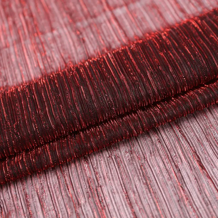 Gestrickte gefältelt plissee crepe lurex metallic mesh plissee mondlicht stoff für schal kleid