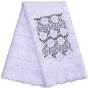 ZJ Wholesale African Sequins Lace Fabric Guipure Lace French Cord Lace Fabric For party Wedding