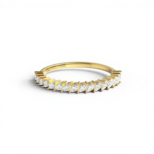 Anillo de Boda de Lujo Chapado en Oro de 18K y 14K con Diamante Cultivado en Laboratorio de Corte Marquesa Inclinado, Anillo de Eternidad Apilable, Anillo de Promesa de Boda - Product Image 3