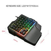 Teclado RGB para juegos de una mano, 35 teclas USB con cable Rainbow Letters Glow Teclado de una sola mano con reposamuñecas Soporte Teclas multimedia