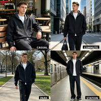 Ensemble de survêtement technique en molleton 2 pièces TIMETEX pour homme, avec sweat à capuche zippé et pantalon droit, style streetwear décontracté, collection printemps, vente en gros OEM