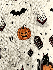 Maglione da Donna con Stampa Fantasma, Zucca e Gatto Nero per Halloween, Pullover Lavorato a <span class=keywords><strong>Maglia</strong></span> con Collo Alto, Personalizzabile per Uso Quotidiano e Festivo - Product Image 5