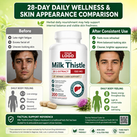 Capsules végétaliennes de soutien hépatique aux herbes, antioxydantes, 80 % de silymarine, extrait de chardon-Marie 30:1, glutathion, complément naturel pour adultes, GMP