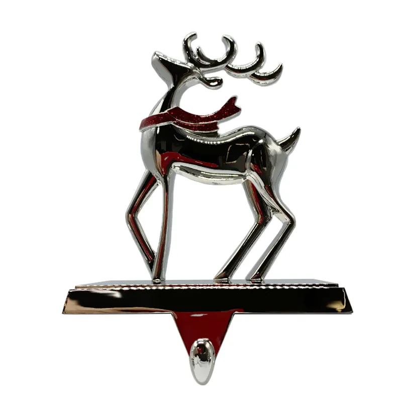Factory wholesale price Christmas collection stocking holder 3D reindeer metal Christmas stocking holder for festival