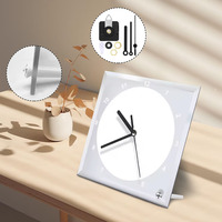 Horloge en verre à sublimation personnalisable Cadre photo en verre-Horloge murale/horloge de bureau imprimée par transfert de chaleur à double usage avec kits de bricolage