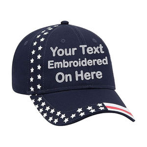 Casquette de baseball personnalisable avec votre propre texte, logo brodé étoile et drapeau, en coton, pour le sport - Product Image 1