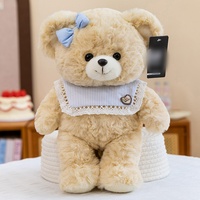 Ours en peluche super doux brodés avec col en dentelle et nœud crème, idéal pour les cadeaux de Noël pour enfants - Vente en gros