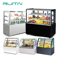 Petite vitrine réfrigérée verticale de comptoir pour gâteaux, à refroidissement par air, température mécanique, en acier inoxydable, pour boulangerie