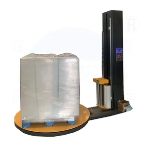 Online fully auto pallet stretch wrapper pallet wrapping machine with cutting clamping film automatic stretch wrapping machine