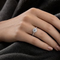 Bague en argent sterling 925 avec moissanite et diamant, motif floral tournesol, taille brillant rond, 1ct/1.5ct/2ct/3ct, D VVS1, micro-pavé