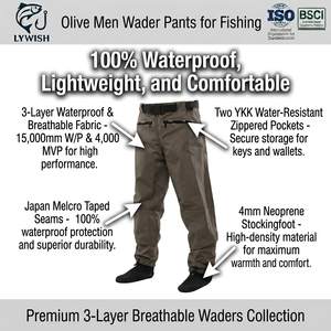 Pantalon de pêche et de randonnée en nylon unisexe léger, respirant, imperméable avec coutures thermosoudées pour activités aquatiques en extérieur - Product Image 4