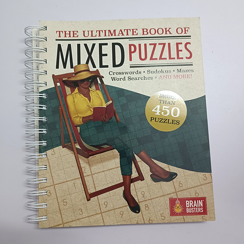 Custom Printing Softcover Spiral Binding Word Search Puzzles Books mixed puzzles books with wire-o binding