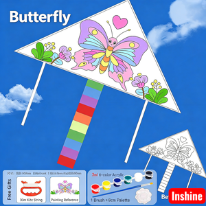 <span class=keywords><strong>Cerf</strong></span>-<span class=keywords><strong>volant</strong></span> DIY pour enfants facile à piloter, kit de peinture et de loisirs créatifs avec 6 couleurs et canne à pêche, parfait pour le plaisir familial en plein air - Product Image 6