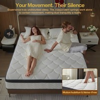 Matelas hybride à ressorts ensachés en mousse à mémoire de forme, fermeté moyenne, aide à soulager la pression corporelle et à minimiser la transmission des mouvements