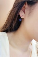 Großhandels preis S925 Silber Schmuck Labor gewachsen 1,95 CT Birnen schliff Saphir Kleine Blume Bunte Tropfen Ohrringe für Frauen