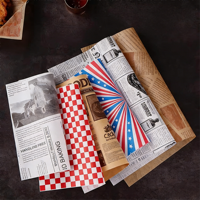 Papier de soie d'emballage jetable, résistant à la graisse et à l'eau, personnalisé avec logo, pour l'emballage de pizzas et de plats rapides