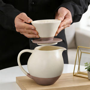 Carafe à café rétro en céramique grande capacité, écologique, pour service par le dessus, avec <span class=keywords><strong>filtre</strong></span> à café en forme de fût, vente chaude transfrontalière - Product Image 3