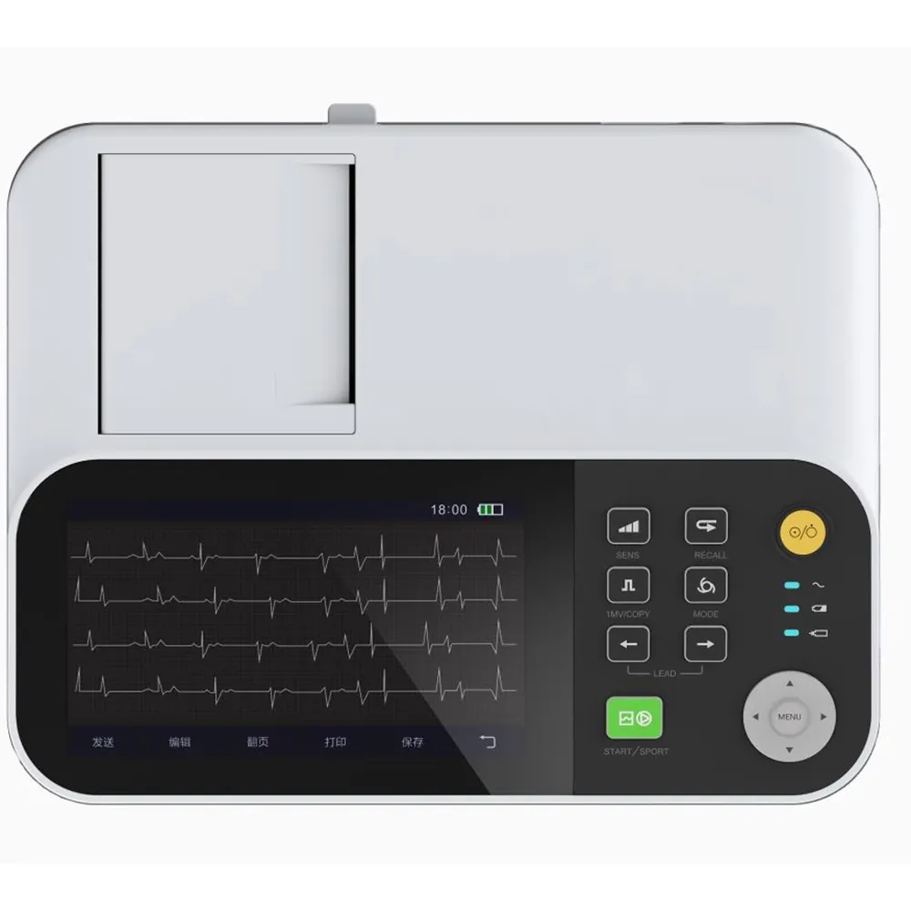 Tampilan layar 12 lead ECG Portable 6 Channel mesin ECG