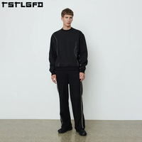 Sudadera con Capucha y Pantalones Deportivos Personalizados, Ecológicos, de Algodón Orgánico, Talla Grande para Hombre, Invierno, Resistentes al Viento, Estampados