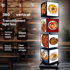 Easy Floor-Standing Vertical <strong>Rotating</strong> LED Billboard Square <strong>Light</strong> <strong>Box</strong> For Mall Catering Advertising Multi-Layer Design - Product Image 1