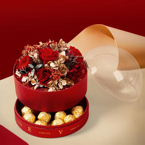 TC 최신 독특한 웨딩 초콜릿 사탕 선물 상자 발렌타인 데이 선물 장미 꽃 공 상자에 대 한 투명 라운드 포장 - Product Image 1