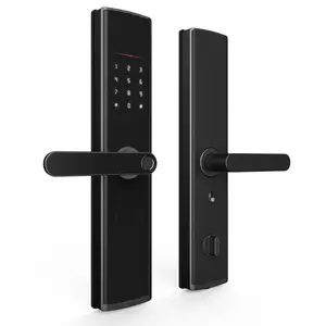 Gagang Pintu Hitam Kunci Sidik Jari Kunci Pintu Pintar Ponsel untuk Kamar Tidur Digital Kata Sandi Hotel Kunci Pintu Listrik