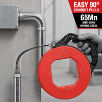 Bobine de tire-fil en acier gainé ABUK 30M 100FT, outil de tirage de câbles pour électricien, logo personnalisé, OEM, vente en gros, directement de l'usine