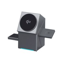 Chargeur sans fil magnétique 3-en-1 Qi2, station de charge rotative MagSafe, cube de charge rapide 15W pour programmeur, iPhone, pour montre