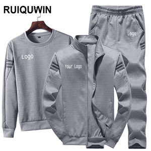 RUIQUWIN Großhandel Maßgeschneidertes Sportbekleidungs-Set für Herren für Frühling und Herbst, <span class=keywords><strong>3</strong></span>-teiliger Trainingsanzug mit Jacke mit Reißverschluss und Stehkragen sowie Freizeithose - Product Image 1