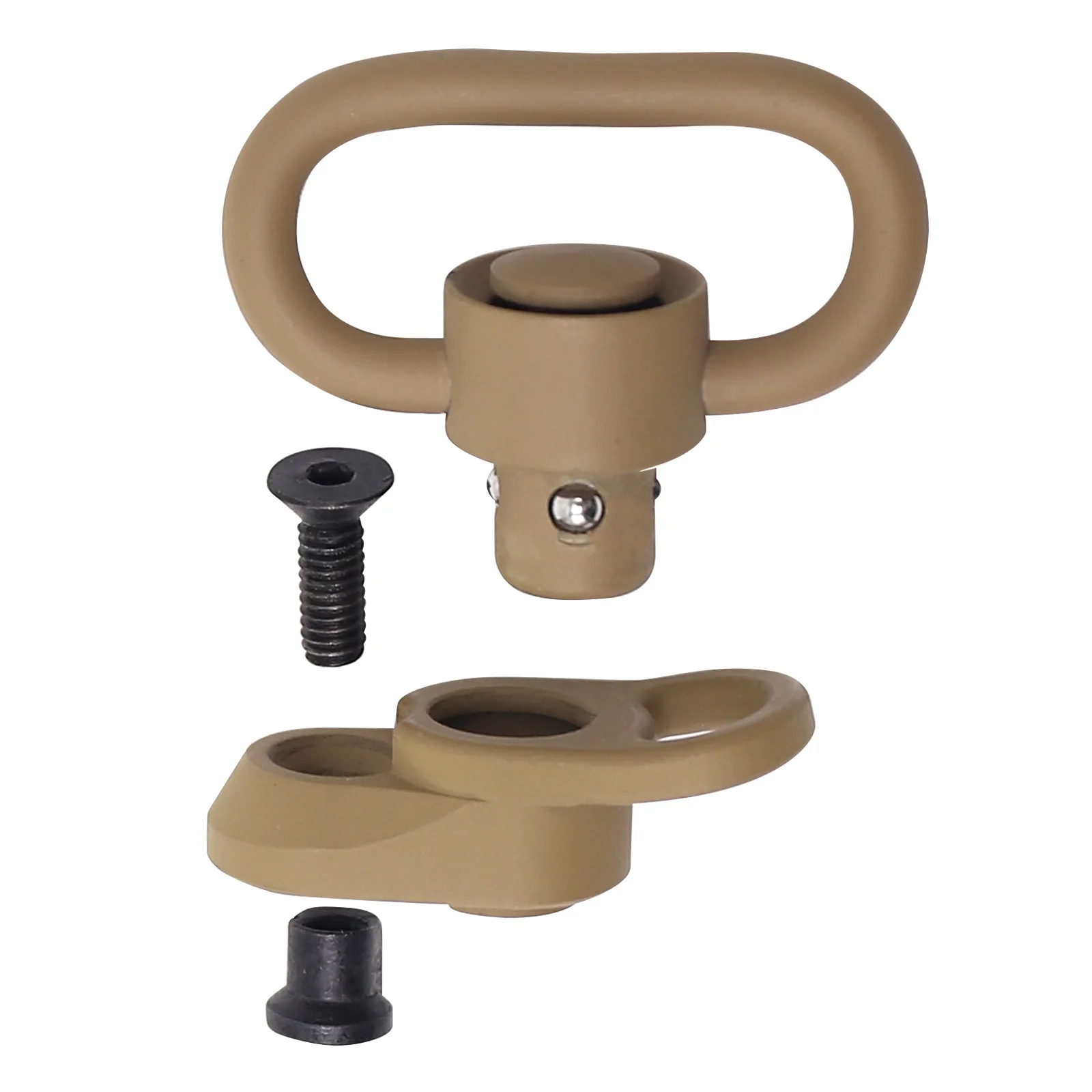 Trirock optional Keymod/M-LOK TAN/FDE  Push Button QD 1.25" sling swivel Base Mount or with Clever Hole for Snap Clip Hook
