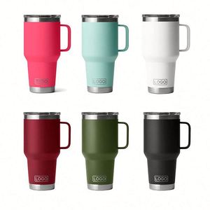 Vaso Térmico de Acero Inoxidable 304 de 30 oz, Taza de Viaje Aislada al Vacío con Asa, Vasos de Acero Inoxidable Premium - Product Image 1