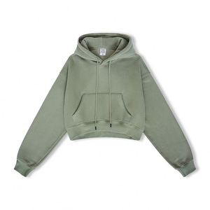 Hoodies courts populaires avec logo personnalisé, impression sérigraphique, faible MOQ, vêtements pour femmes, hoodie de haute qualité au design personnalisé - Product Image 4