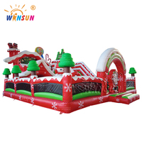 Château gonflable WINSUN sur le thème de Noël, usage commercial, matériau PVC, couleur et logo personnalisés, ignifuge, installation facile