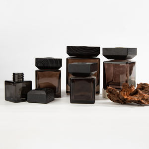 新しいアロマセラピーディフューザーJae 50Ml 100Ml 150Ml 200Ml 500Ml空の黒のスクエアボトル木製キャップ付き - Product Image 1