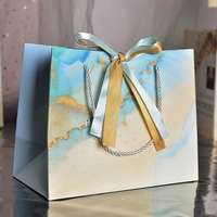Sac cadeau de luxe personnalisé avec ruban imprimé Matthew et nœud, en carton ivoire recyclé, logo personnalisé pour montres et lunettes