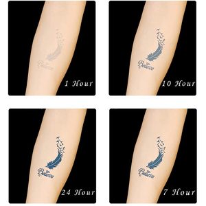 Pegatinas de tatuajes temporales florales, película de rosa azul, resistente al agua, duración de 1 a 3 semanas, aplicación en el brazo, talla única - Product Image 5