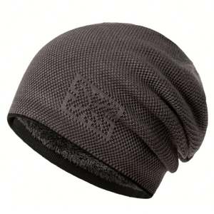 Gorro de punto cómodo con patrón personalizado recién llegado con piel interior gorro de punto personalizado de invierno para hombres - Product Image 2