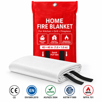 Couverture anti-feu domestique 1x1m, testée ASTM F1989, 100% fibre de verre, avec languette de déclenchement rapide, sac de rangement, fabricant OEM ODM
