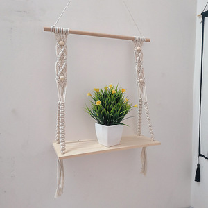 Bohème Fait Main Mignon Bébé Enfants Chambre Coton 2 Niveaux <span class=keywords><strong>Macramé</strong></span> <span class=keywords><strong>Suspendu</strong></span> Étagère Murale Artisanat - Product Image 5