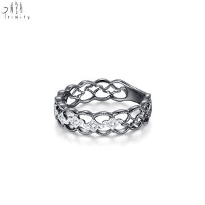 Anillo de Diamantes Naturales Reales de Oro Blanco y Negro Sólido de 18K, Diseño Clásico Europeo Vintage de Alta Calidad para Mujer, Ideal para Fiestas - Product Image 2
