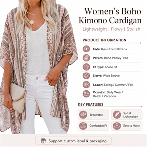 <span class=keywords><strong>Kimono</strong></span> de plage bohème pour femme à imprimé cachemire, ample et ouvert sur le devant, <span class=keywords><strong>cardigan</strong></span> d'été - Product Image 1