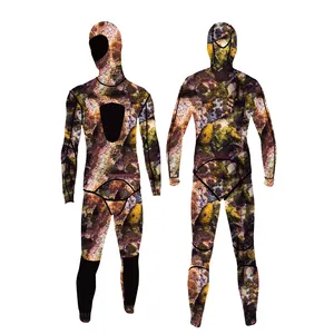 Custom Camo CR neoprene open cell 2 pieces spearfishing wet suit Wetsuit 3mm5mm7MM Yamamoto Spearfishing suit