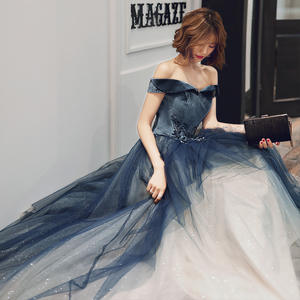 2025 נייבי שמלות ערב ספגטי שיפוע טולה קפץ זינק פספוסים טבעי וסטידו דה נויווה - Product Image 2